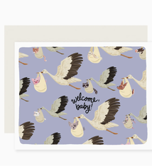 Slightly Stationery Stork Welcome Baby Card