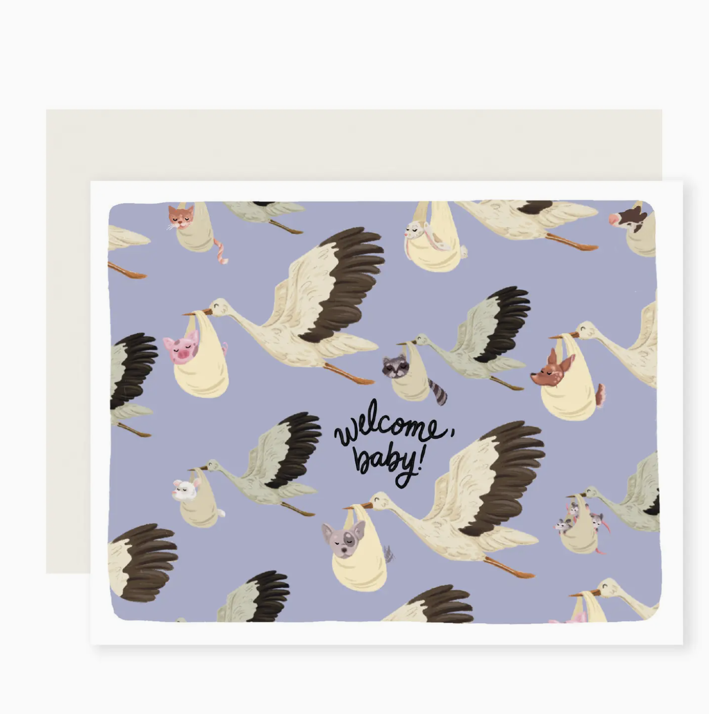 Slightly Stationery Stork Welcome Baby Card