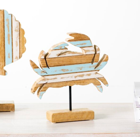 PD Home & Garden WOOD STRIPE CRAB ON ROD