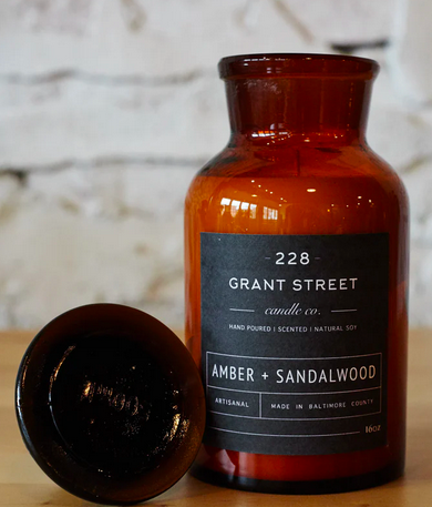 Grant Street Candle Co. Amber + Sandalwood Apothecary Jar