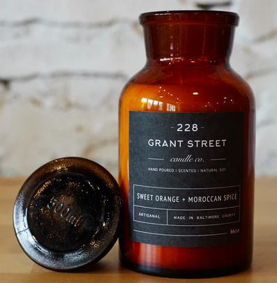 Grant Street Candle Co. Sweet Orange + Moroccan Spice Apothecary Jar