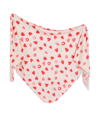 Copper Pearl Knit Swaddle Blanket Strawberry