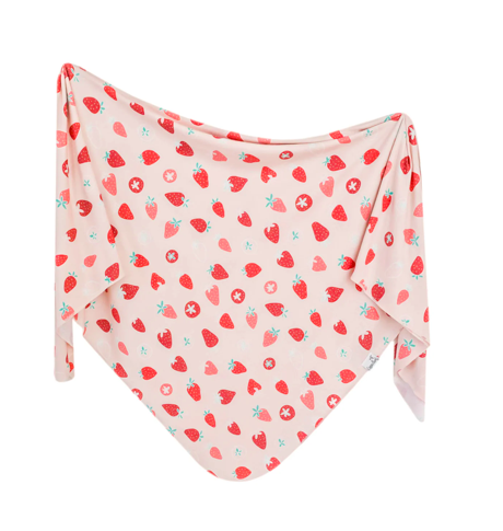 Copper Pearl Knit Swaddle Blanket Strawberry