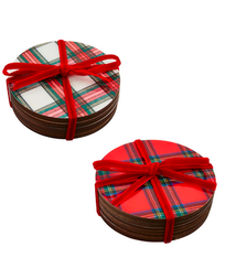 Mud Pie Tartan Lacquer Coaster Set
