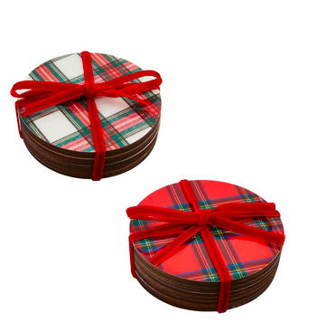 Mud Pie Tartan Lacquer Coaster Set
