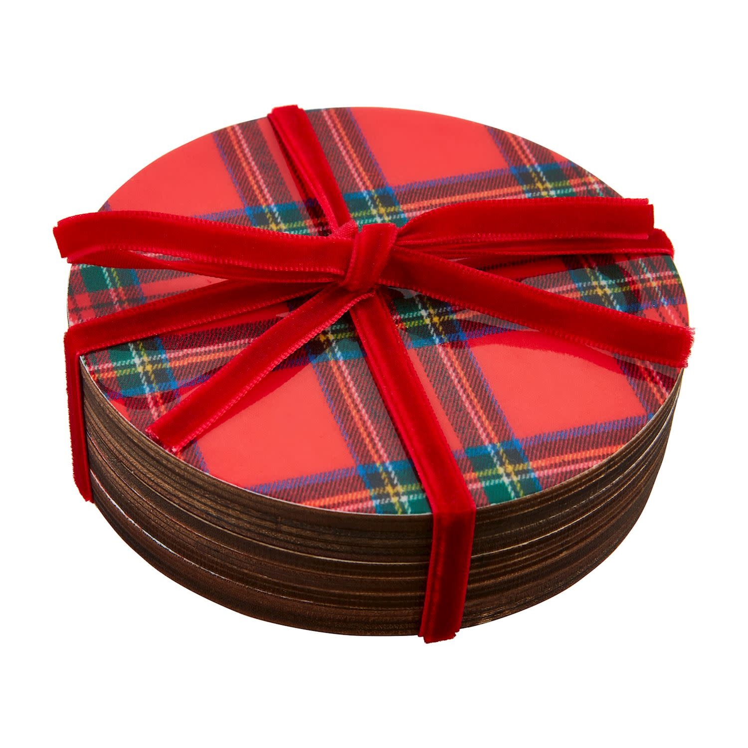 Mud Pie Tartan Lacquer Coaster Set