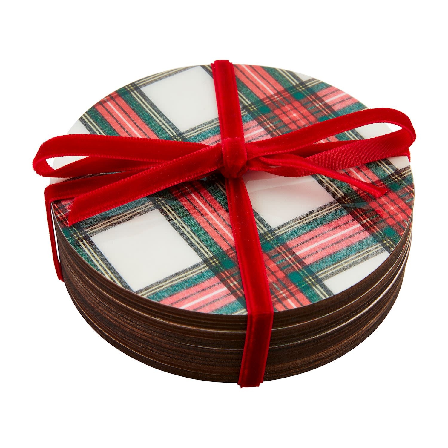 Mud Pie Tartan Lacquer Coaster Set
