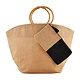 Mud Pie Tan Jute Tote & Case Set