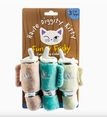 Haute Diggity Dog Snuggly Cup 3-Pack Catnip Toys (Teal, Ivory, Blush)