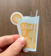 the letters mdn Orange Crush Transparent Vinyl Sticker