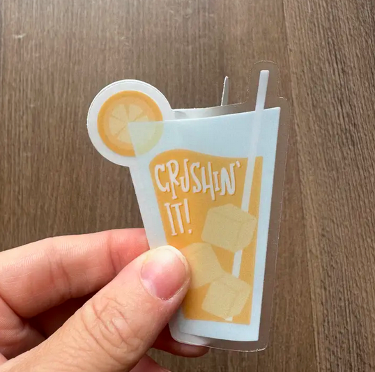the letters mdn Orange Crush Transparent Vinyl Sticker