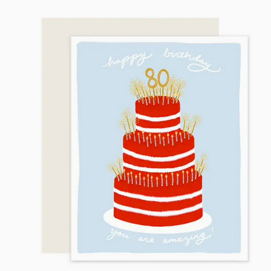 Slightly Stationery Happy 80th Birthday Card