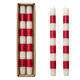 Creative Co-op Taper Candles w/ Stripes - Red