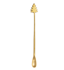 Creative Co-op 9"L Brass Tree Cocktail Spoon