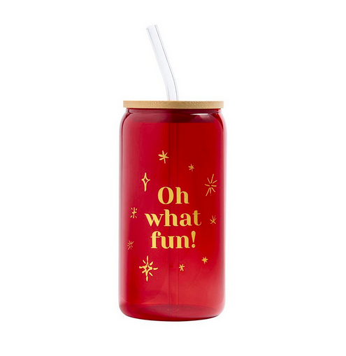 Creative Brands 16oz Glass Tumbler - Oh What Fun!