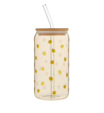 Creative Brands 16oz Glass Tumbler - Snowflake Stars