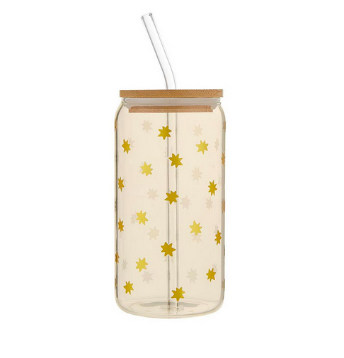 Creative Brands 16oz Glass Tumbler - Snowflake Stars