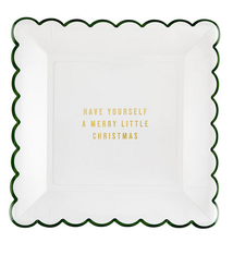 Creative Brands Scalloped Paper Plate - Merry Little Christmas