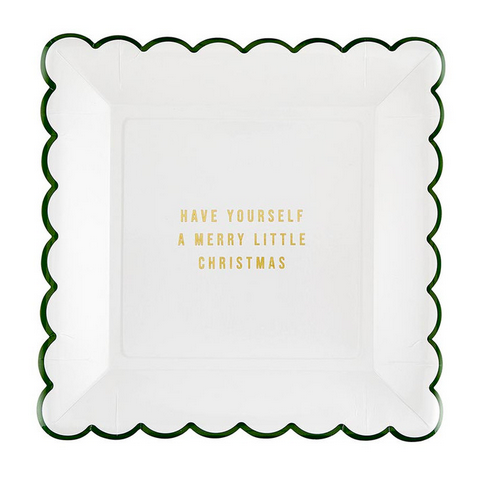 Creative Brands Scalloped Paper Plate - Merry Little Christmas