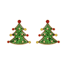 Golden Stella Christmas Tree Epoxy Glitter Earrings