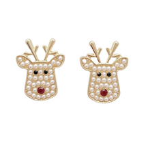 Golden Stella Rudolf Face Earrings