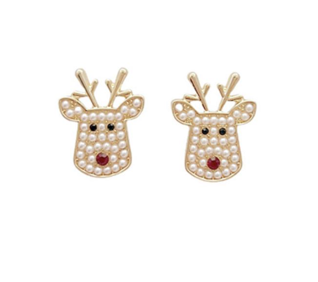 Golden Stella Rudolf Face Earrings