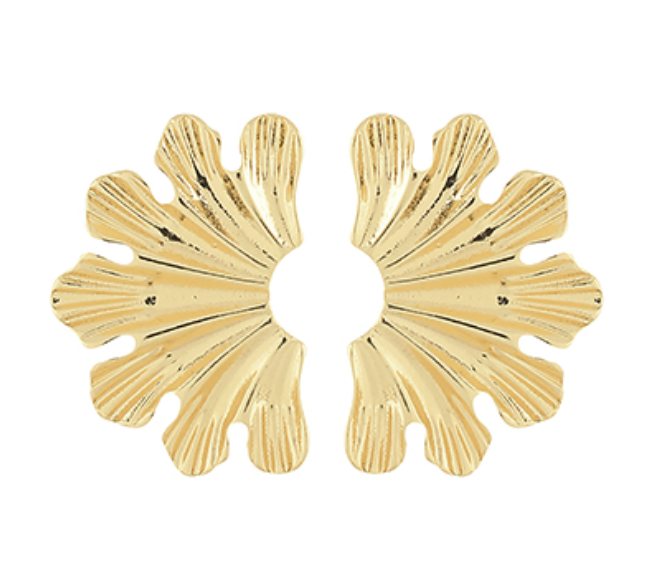 Golden Stella Textured Half Flower Earrings