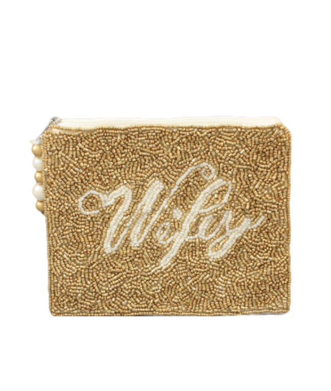 Golden Stella WIFEY Beaded Coin Pouch