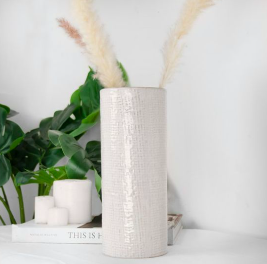 PD Home & Garden 10.6" WHITE CHECK VASE