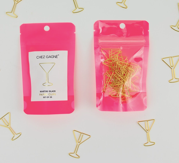 Chez Gagne Paper Clip 25 Pack - Martini Glass