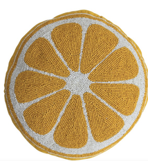 Hazel Mazel 12"Rd GlassBeaded Lemon Shaped Pillow