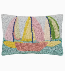 Peking Handicraft Sailboats Hook Pillow 8" x 12"