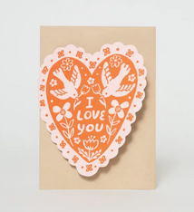 Egg Press Love Birds Heart Card