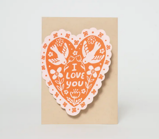 Egg Press Love Birds Heart Card