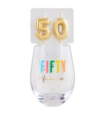 Mud Pie 50 Wine Glass & Candle Set