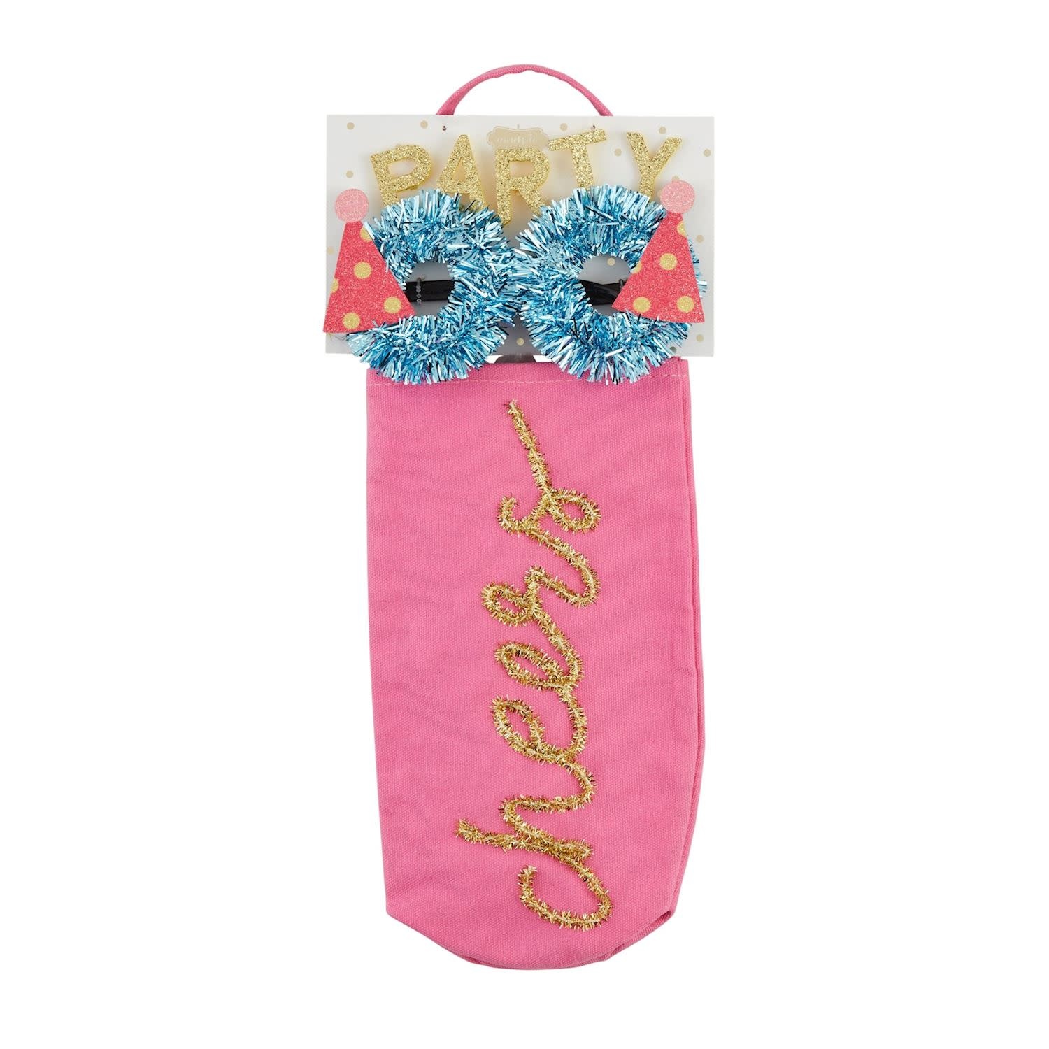 Mud Pie Birthday Wine Bag & Glasses Set