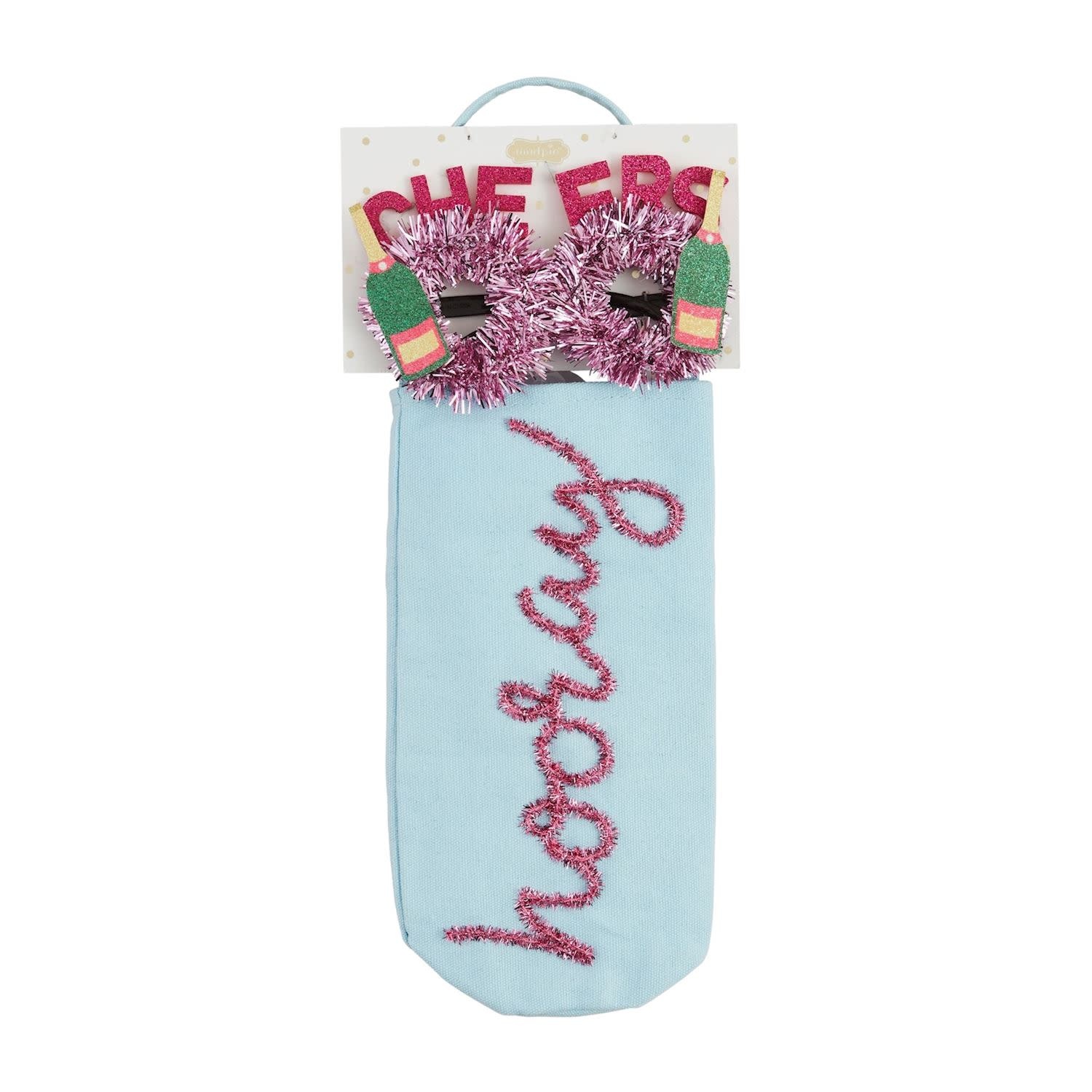 Mud Pie Birthday Wine Bag & Glasses Set