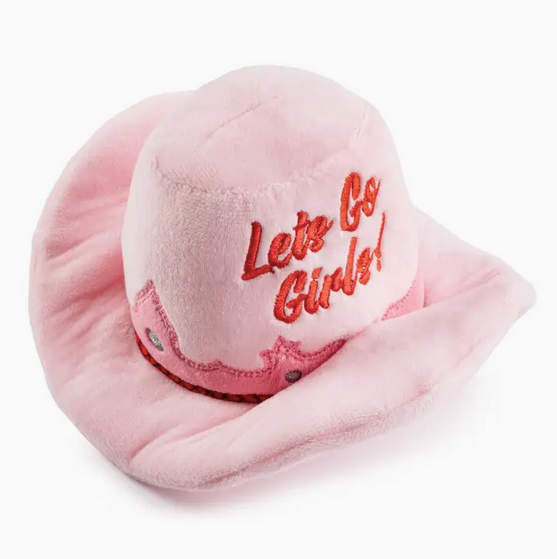 Haute Diggity Dog Pink Cowgirl Hat Dog Toy