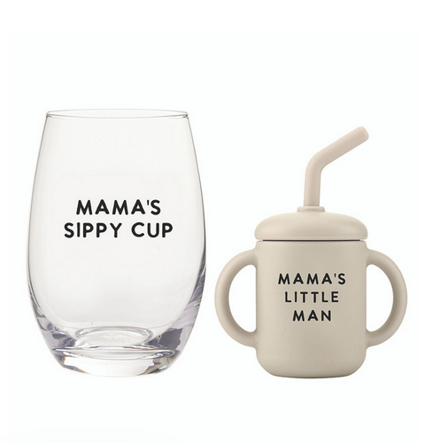 Stephan Baby Wine Glass + Sippy Cup Set - Mama + Lil Man