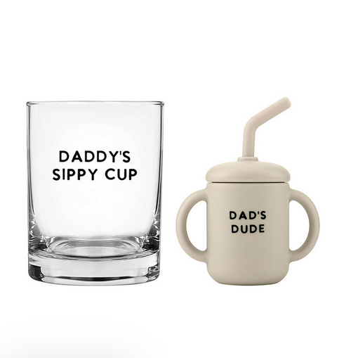Stephan Baby DOF Glass + Sippy Cup Set - Dad + Dude