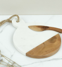 PD Home & Garden 9" ROUND MARBLE/WOOD BOARD