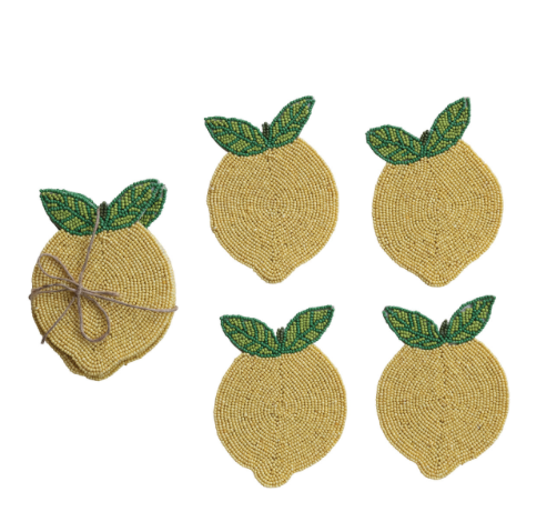 Creative Co-op Beaded Lemon Coasters