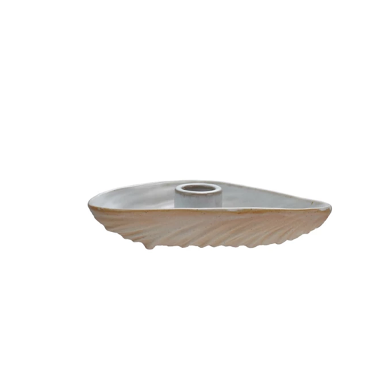 Creative Co-op Oyster Shell Shaped Taper Holder