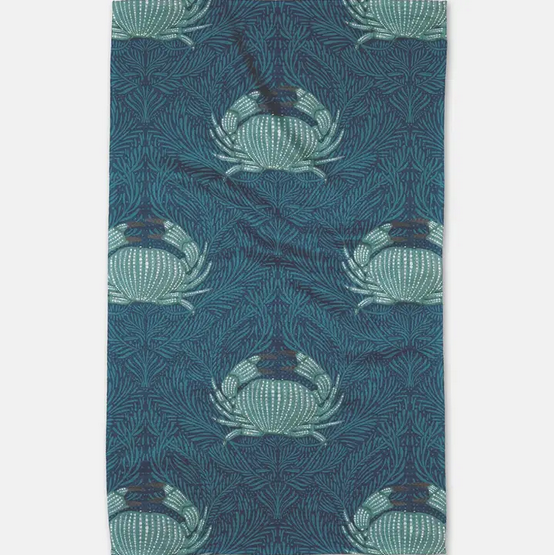 Geometry Blue Crab Tea Towel
