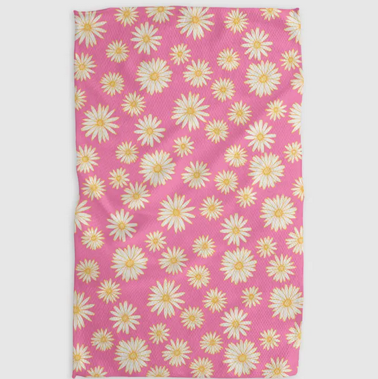 Geometry Daisy Days Pink Tea Towel