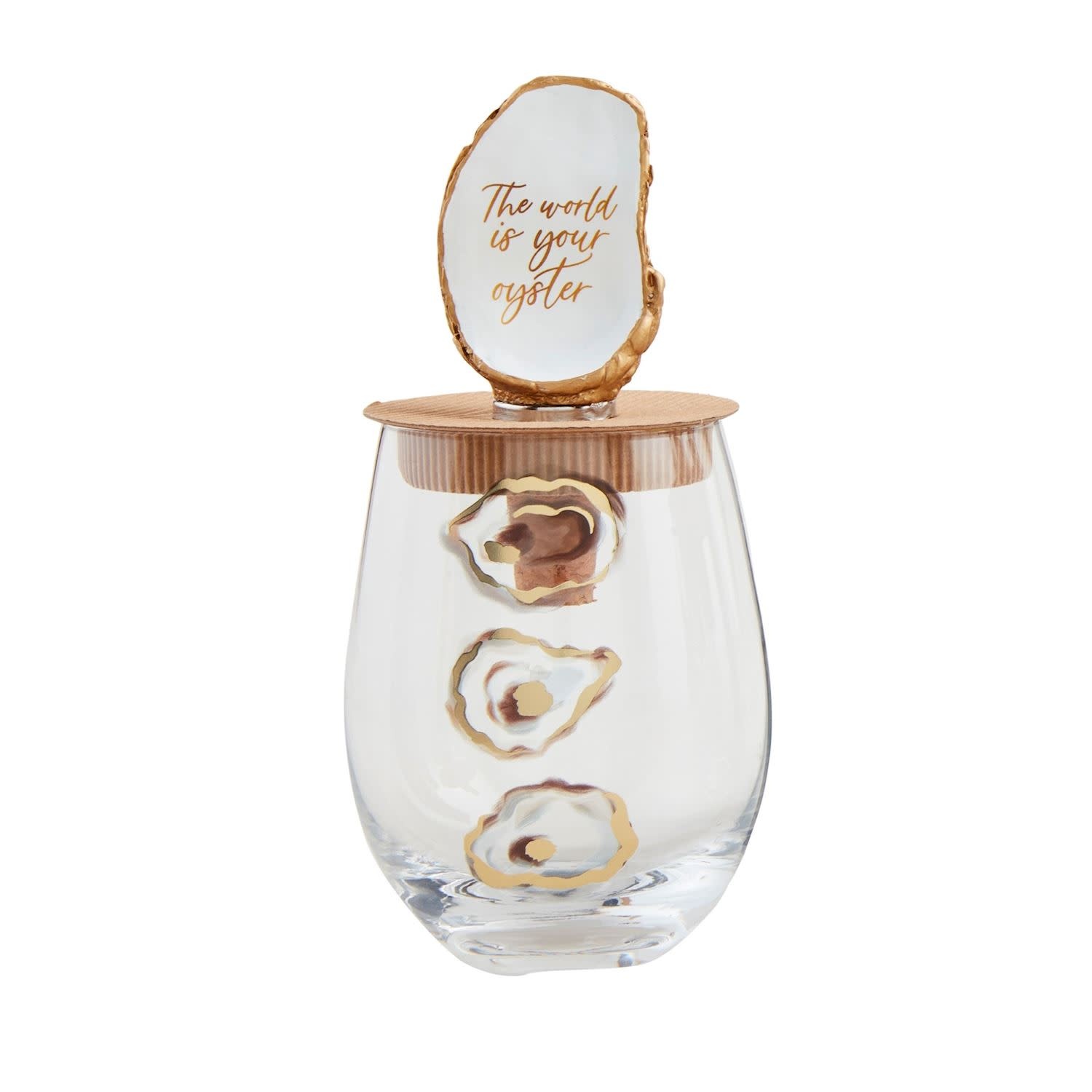 Mud Pie Three Oyster Wine Glass Set