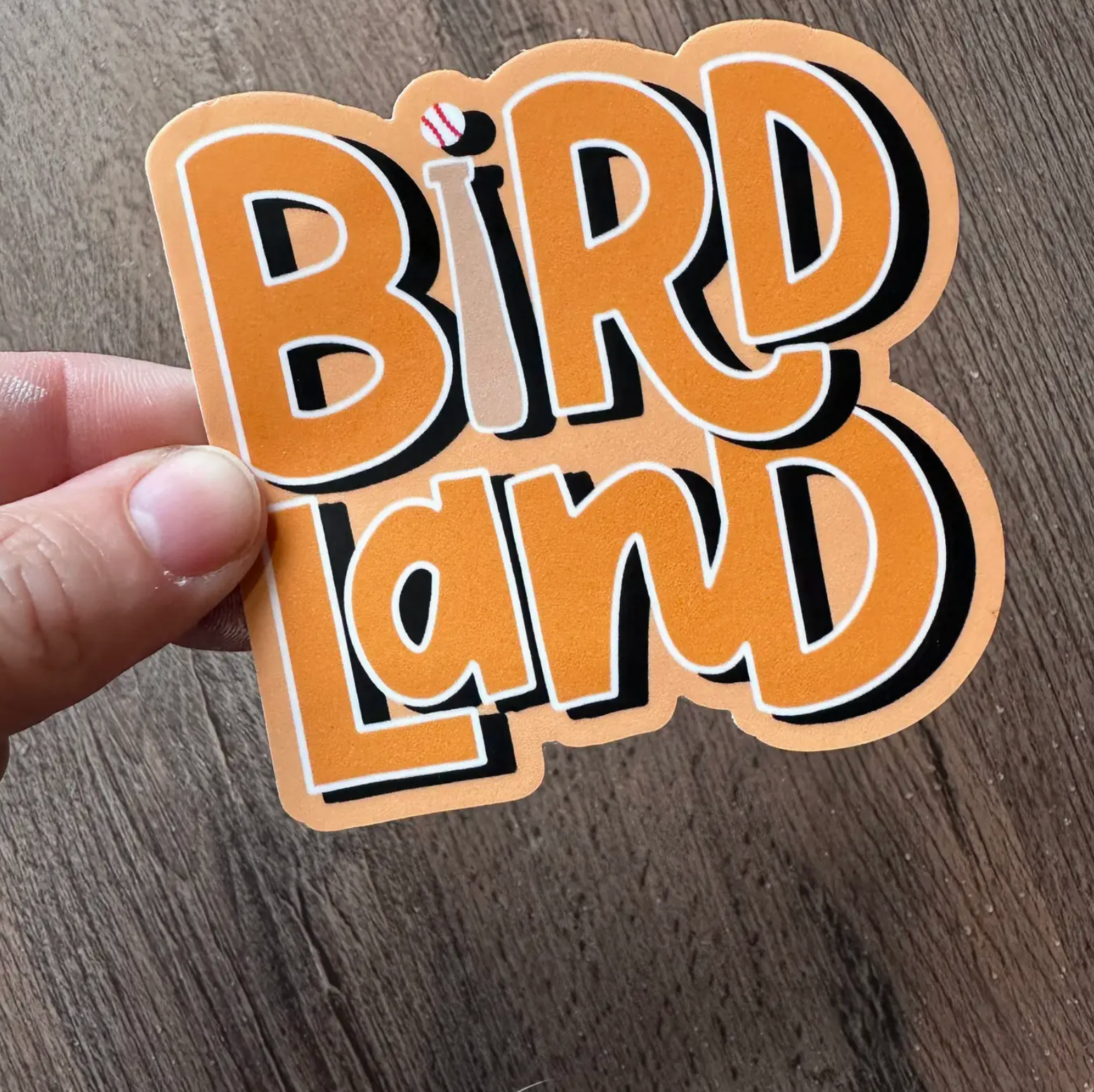 the letters mdn Birdland Baltimore Orioles Sticker