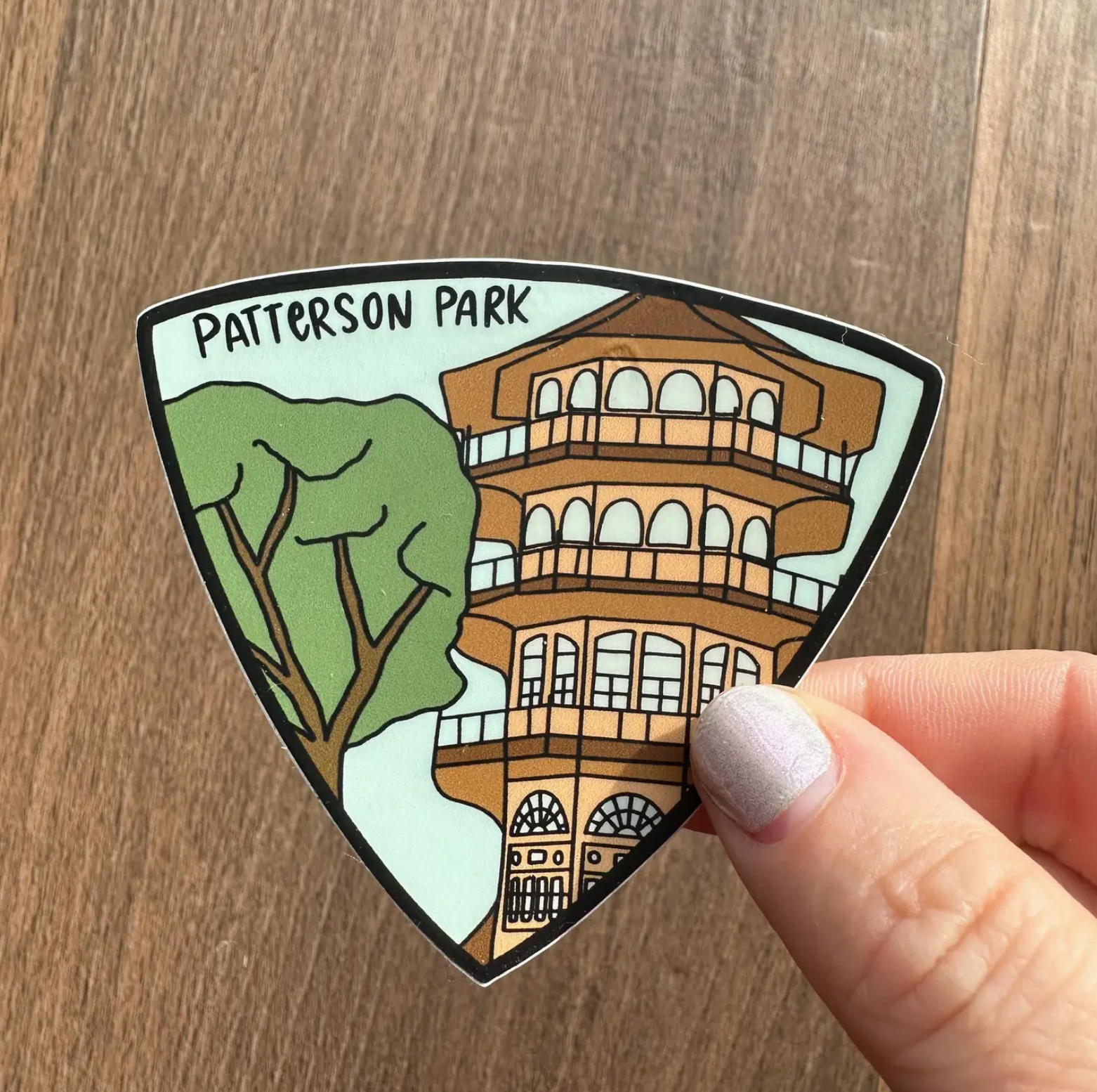 the letters mdn Patterson Park Badge Sticker