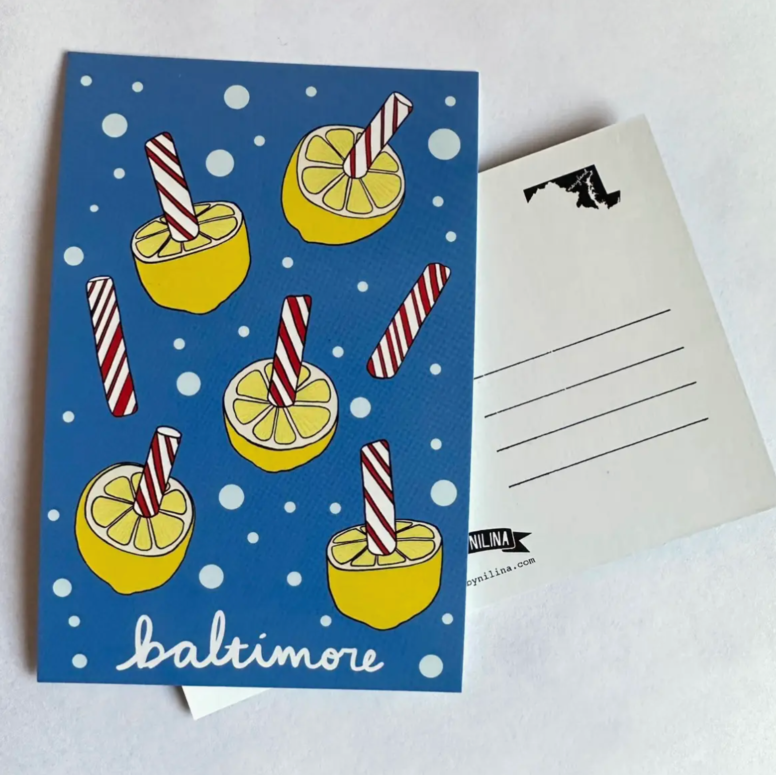 Made by Nilina Baltimore Lemon Stick Postcard
