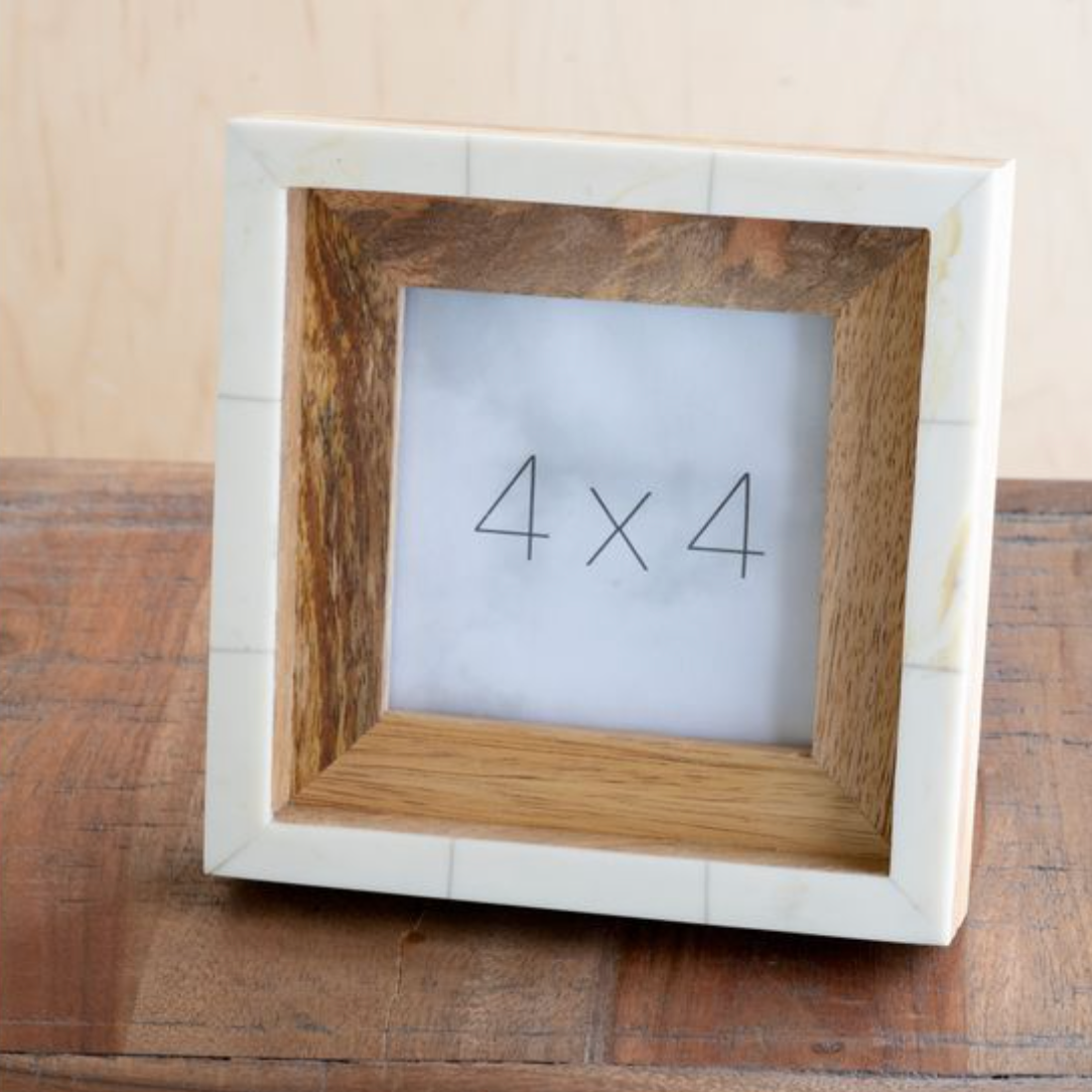 PD Home & Garden 4 X 4 WOOD/IVORY PHOTO FRAME
